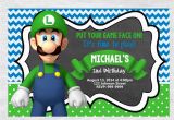 Luigi Birthday Invitations Luigi Birthday Invitation Chalkboard Chevron Pattern Luigi