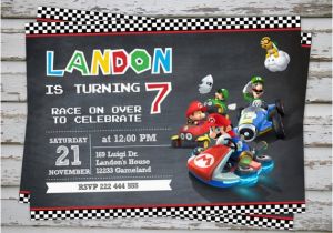 Luigi Birthday Invitations Mario Kart Birthday Party Invitation Super Mario Birthday
