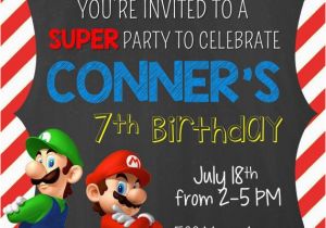 Luigi Birthday Invitations Super Mario Bros Birthday Invitation Mario and by