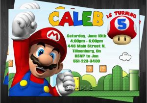 Luigi Birthday Invitations Super Mario Bros Birthday Invitations Drevio Invitations