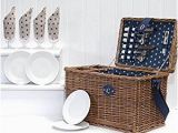 Luxury Birthday Gifts for Him 4 Person Luxury Picnic Basket with Shoulder Straps and