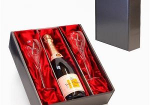 Luxury Birthday Presents for Him Veuve Clicquot Rose Champagne with 2 Branded Flutes In A