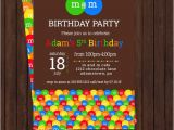M M Birthday Party Invitations M and M Birthday Invitations Chocolate Party by