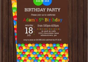 M M Birthday Party Invitations M and M Birthday Invitations Chocolate Party by