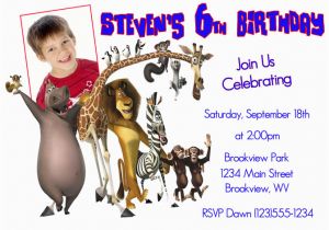 Madagascar Birthday Invitations Personalized Photo Invitations Cmartistry Madagascar