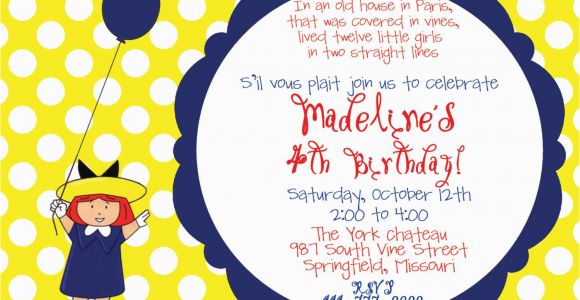 Madeline Birthday Party Invitations Madeline Birthday Party Invitation