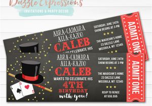 Magic Show Invitations Birthday Printable Magic Show Ticket Birthday Invitation Magician