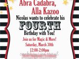 Magician Birthday Invitations Magic Party Invitations Cimvitation