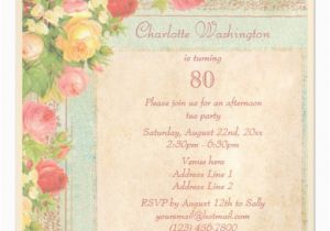 Magnetic Birthday Party Invitations Elegant Vintage Roses 80th Birthday Party Magnetic