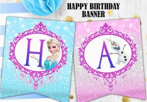 Make A Happy Birthday Banner Online Free Frozen Elsa Birthday Banner Glitter Banner Printable Digital