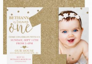 Make Your Own 1st Birthday Invitations First Birthday Faux Gold Glitter Pink Invitation