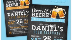 Male 30th Birthday Invitations 30th Birthday Invitation for Men Cheers Beers Invitation