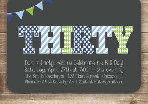 Male 30th Birthday Invitations 30th Birthday Invitation for Men Thirty 40th 50th