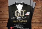 Male 60th Birthday Invitations Casino 60th Birthday Invitation Adult Man Birthday Party