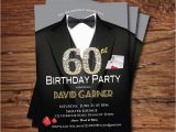 Male 60th Birthday Invitations Casino 60th Birthday Invitation Adult Man Birthday Party