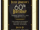 Male 60th Birthday Invitations Man 39 S 60th Birthday Invitation Black Gold Art Deco