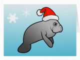 Manatee Birthday Card Christmas Manatee Santa Greeting Card Zazzle