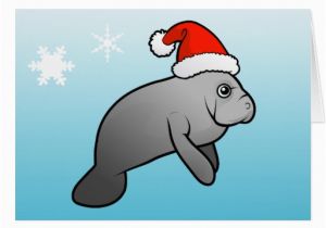 Manatee Birthday Card Christmas Manatee Santa Greeting Card Zazzle