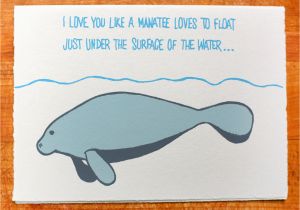 Manatee Birthday Card I Love You Manatee Blank Greeting Card