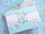 Manatee Birthday Card Manatee Celebration Greeting Card