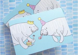 Manatee Birthday Card Manatee Celebration Greeting Card