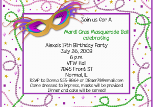 Mardi Gras Birthday Invitation Wording Mardi Gras Birthday Invitations Ideas Bagvania Free