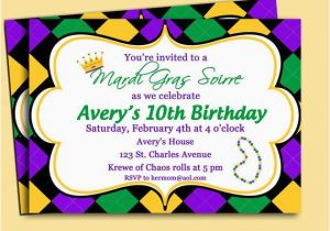 Mardi Gras Birthday Invitation Wording Mardi Gras Invitation Printable or Printed with Free