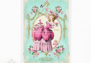 Marie Antoinette Birthday Card Marie Antoinette Greeting Card Pink Macarons French Vintage