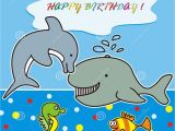 Marine Happy Birthday Card Happy Birthday Marine Life Stock Vector Image Of Animal