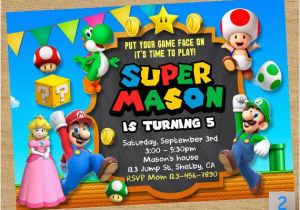 Mario Birthday Invites Super Mario Printable Super Mario Party Mario Chalkboard