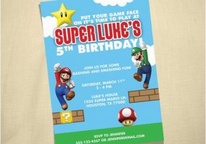Mario Brothers Birthday Invitations Items Similar to Super Mario Brothers Custom Birthday