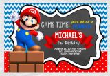 Mario Brothers Birthday Invitations Super Mario Brothers Birthday Invitation Chalkboard Chevron