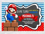 Mario Brothers Birthday Invitations Super Mario Brothers Birthday Invitation Chalkboard Chevron