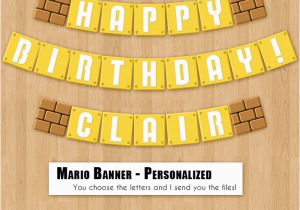 Mario Happy Birthday Banner Super Mario Bros Birthday Banner Printable