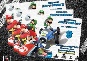 Mario Kart Birthday Invitations Super Mario Kart Birthday Party Invitation