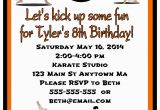 Martial Arts Birthday Invitations Karate Martial Arts Birthday Party Invitations orange