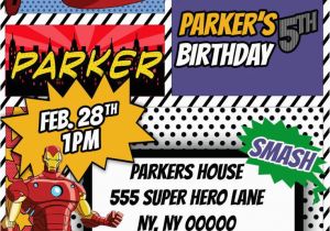 Marvel Avengers Birthday Invitations Avengers Superhero Comic themed Birthday Invitation