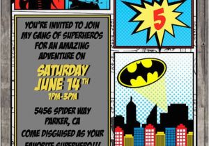 Marvel Superhero Birthday Invitations Batman Birthday Party Invitation Comic Superhero Marvel