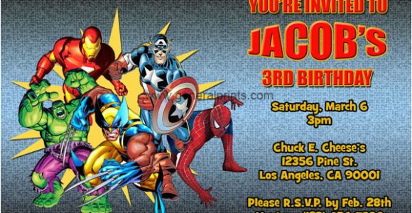 Marvel Superhero Birthday Invitations Marvel Superhero Invitations General Prints