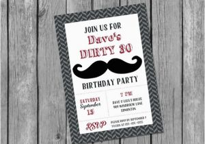 Masculine Birthday Invitations Printable Male 30th Birthday Invitation Dirty 30 Invitation