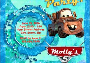 Mater Birthday Invitations Cars Pool Party Invitation Mater Party Lightning Mcqueen
