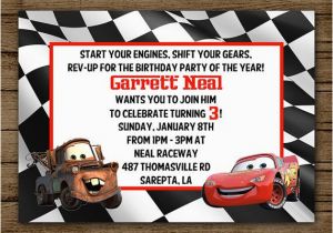Mater Birthday Invitations Customized Birthday Invitation Disney Cars Lightening