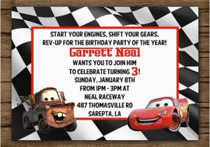 Mater Birthday Invitations Customized Birthday Invitation Disney Cars Lightening