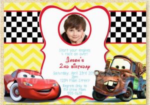Mcqueen Birthday Invitation Cards Cars Birthday Invitation Disney Photo Card Lightning
