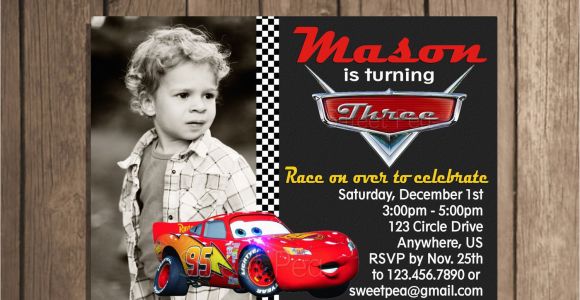 Mcqueen Birthday Invitation Cards Lightning Mcqueen Invitation Card