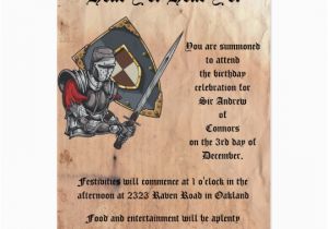 Medieval Birthday Invitations Medieval Knight with Sword and Shield Birthday Card