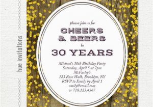 Mens 30th Birthday Invitations 30th Birthday Invitation for Men Cheers Beers to 30 Years