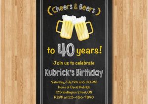 Mens 40th Birthday Invitations 40th Birthday Invitation for Men Cheers Beers Invitation