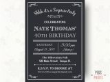 Mens 40th Birthday Invitations Men 39 S 40th Surprise Birthday Invitation Milestone by