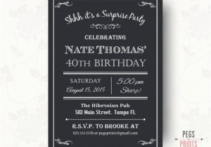 Mens 40th Birthday Invitations Men 39 S 40th Surprise Birthday Invitation Milestone by